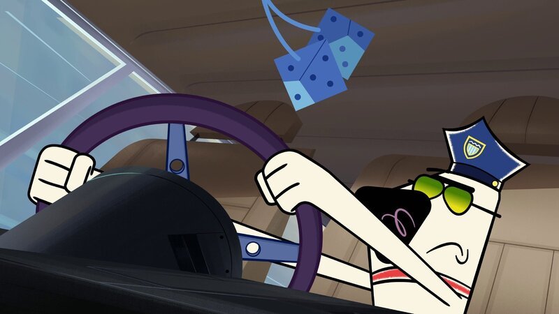 Mr. Cat eilt im Polizeiauto zur Hilfe. – Bild: Xilam Animation S.A.