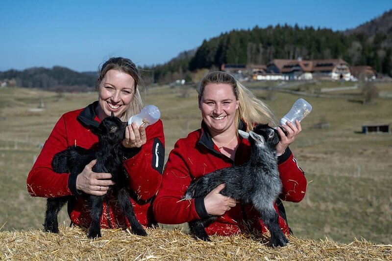 Martina Neureiter und Eva Zach mit Babyziegen. – Bild: ORF/Gut Aiderbichl Martina Neureiter und Eva Zach mit Babyziegen. – Bild: ORF/Gut Aiderbichl