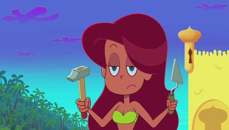 Marina muss eine Schlossmauer neu bauen, weil Sharko sie unnötigerweise zerstört hat.  +++ – Bild: Unsichtbarer Zig /​ © Xilam Animation