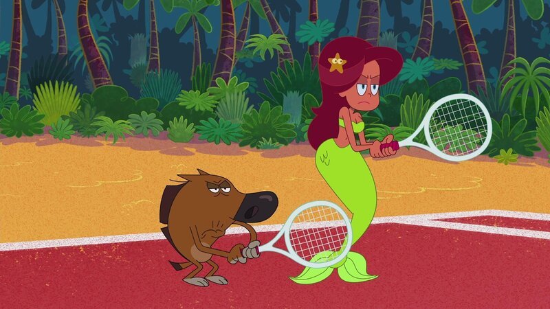 Zig und Marina treten gemeinsam gegen Sharko an, denn dieser hat die Wut der beiden heraufbeschwört.  +++ – Bild: Spiel, Satz und Sieg /​ © Xilam Animation