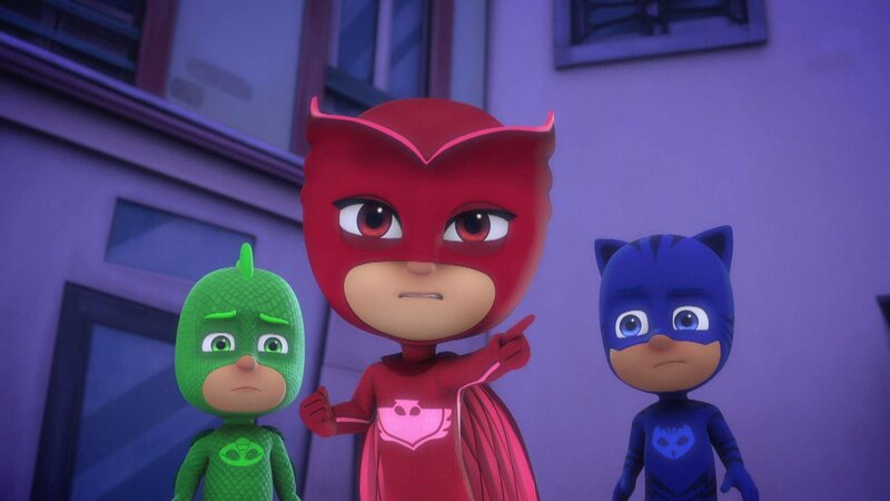 L-R: Gekko (voiced by Kyle Breitkopf), Owlette (voiced by Addison Holley), Catboy (voiced by Jacob Ewaniuk) – Bild: Disney Channel (DE)