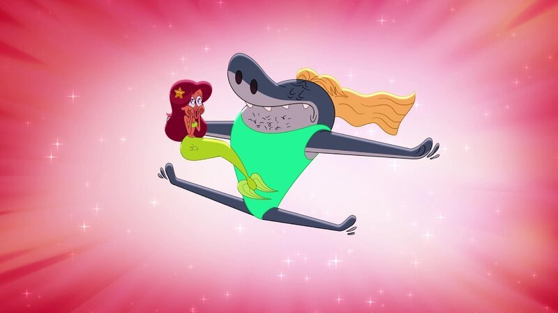 Sharko wagt einen Sprung und Marina ist begeistert.  +++ – Bild: Synchronschwimmen /​ © Xilam Animation