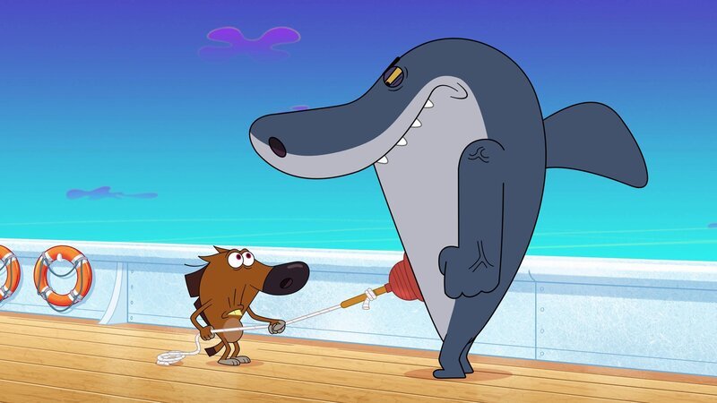 Schafft Zig es, Sharko mit Späßen zum Lachen zu bringen?  +++ – Bild: Scherz! /​ © Xilam Animation