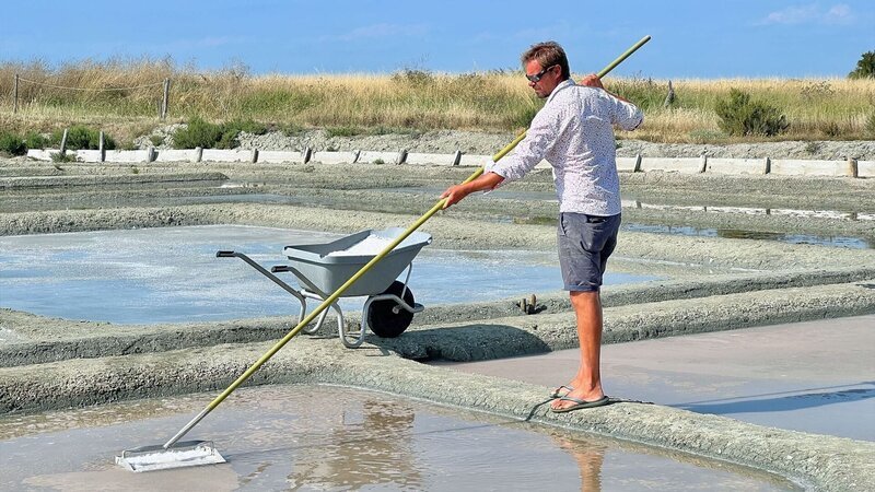 In Noirmoutier wird das welweit berühmte Salz noch fast mittelalterlich geerntet. – Bild: SRF/​MedienKontor/​Stephane Nicolle