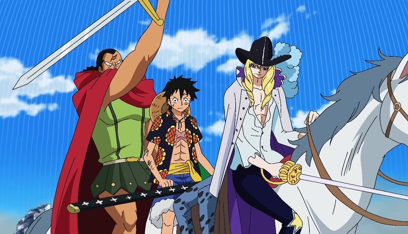 (v.l.n.r.) Kyros; Ruffy; Cavendish – Bild: Eiichiro Oda/​Shueisha, Toei Animation