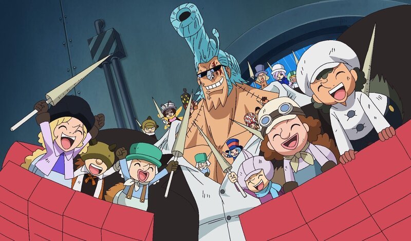 Franky (Mitte); Tontatta-Zwerge – Bild: Eiichiro Oda/​Shueisha, Toei Animation