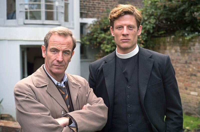 Geordie Keating (Robson Green, l.); Sidney Chambers (James Norton, r.) – Bild: WDR/​ITV