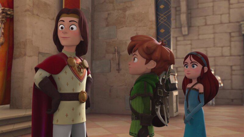 Richard (l.) will Robin (2.v.r.) zum Sheriff machen. – Bild: Method Animation – DQ Entertainment Intern. – ZDF, De Agostini