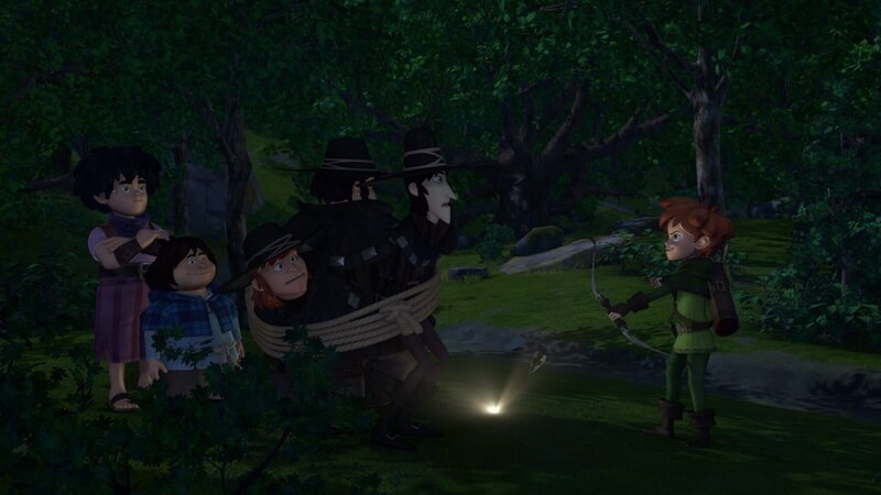 Gemeinsam sind sie stark. Robin Hood und seinen Gefährten Tuck und Little John ist es gelungen, die Diebe zu fangen. – Bild: Method Animation, DQ Entertainment, Fabrique dŽimages, ZDF, ZDF Enterprises, De Agostini
