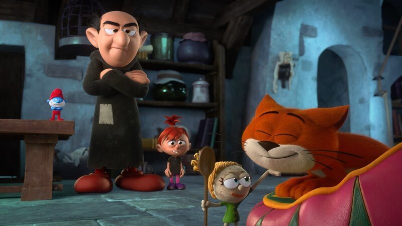 Gargamel erkennt, dass seine Schlumpfwächterin, die verzauberte Puppe Lucretia von Rowena, ihre ganz eigene Vorstellung von Macht hat. – Bild: KiKA/​Peyo Productions, Dupuis Édition & Audiovisuell