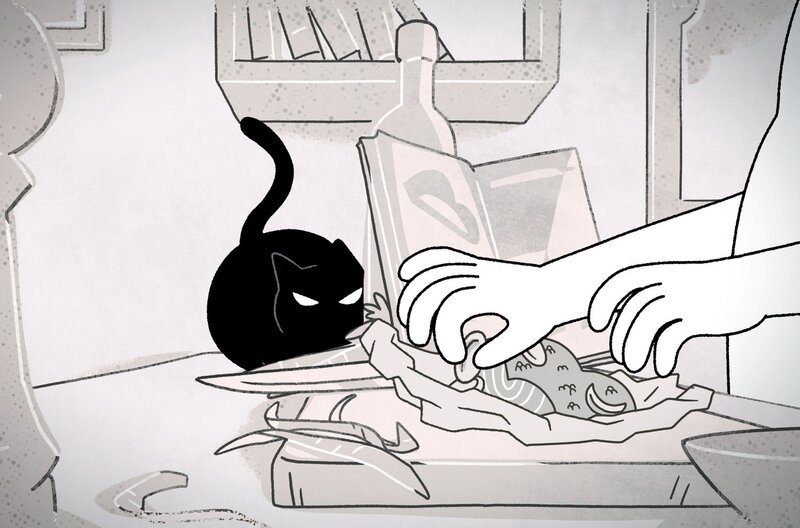 Stéphane kocht sich Abendessen – und vergisst darüber die Katze zu füttern. – Bild: Autour de Minuit Productions