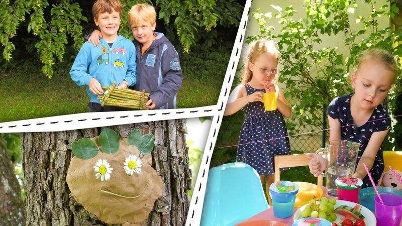 Kinder spielen und basteln draußen. – Bild: KiKA/Motion Works GmbH Kinder spielen und basteln draußen. – Bild: KiKA/Motion Works GmbH