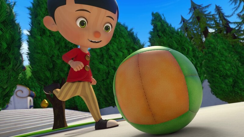 Pinocchio schießt Fridolins Ball. – Bild: Method Animation – Palomar – ZDF – ZDF Entrep
