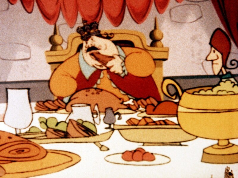 „Wickie und die starken Männer“, „Der dicke König.“ Die Wikinger landen im Land der Bulgaren und werden von einem König, der ständig von Hunger geplagt wird, gefangen genommen. Durch eine List können Wickie und die Wikinger aus dem Schloss entkommen. Nur Halvar wird vom König der Bulgaren als Geisel festgehalten. Als Köche verkleidet, kommen Wickie und seine Freunde zurück und der König wird zum Opfer seiner eigenen Sucht. – Bild: ORF/​Apollo Fi