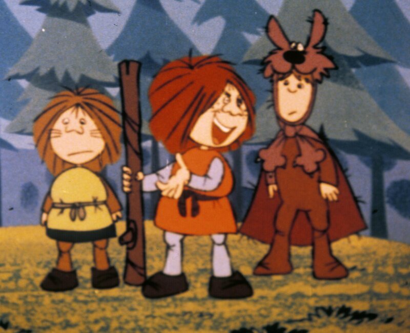 Gilby, als Wolf verkleidet, mit den Jungen aus dem Dorf. – Bild: ORF/​–