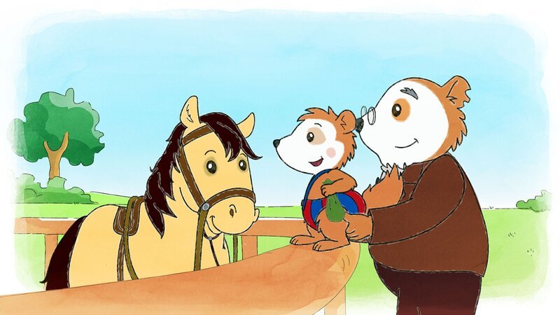 Bobo und Opa machen Bekanntschaft mit einem Pony. – Bild: WDR