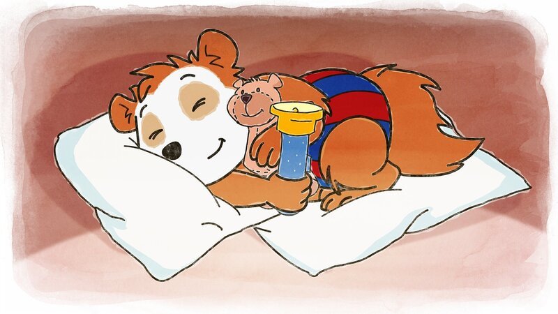 Nach dem Spielen in seiner Höhle schläft Bobo zufrieden ein. – Bild: JEP ANIMATION/​WDR
