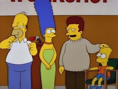 Homer Simpson (l.), Marge Simpson (2.v.l.), Bart Simpson (r.) – Bild: TVDB