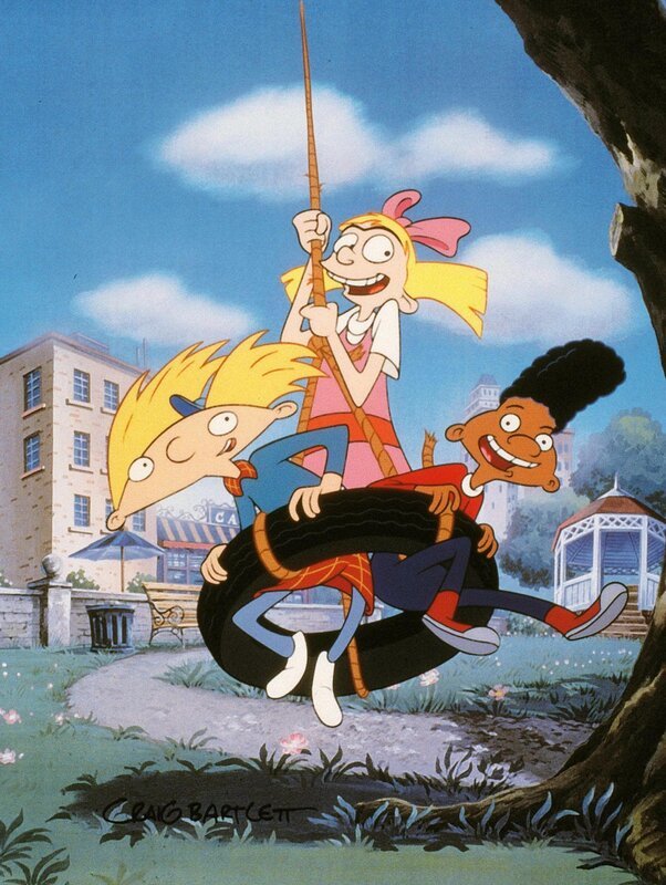 Der neunjährige Arnold (li.) lebt mit seinen beiden besten Freunden Helga und Gerald mitten in der Großstadt. – Bild: Nickelodeon