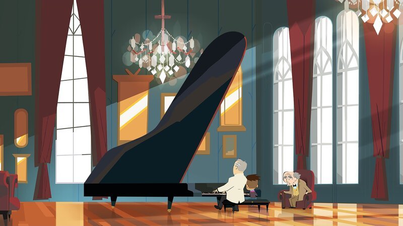 Max und der Maestro bestreiten ein Duett für den alten Lehrer Barenboims. – Bild: hr/​Monello Productions – MP1