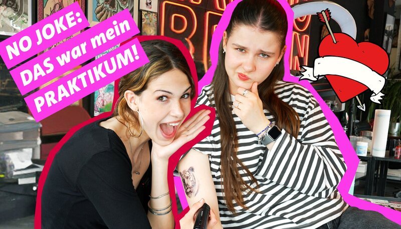 Ella (l.) macht ihr erstes Praktikum – und das gleich im Tattoostudio. Zwischen Nadeln und Tinte stellt sich heraus, wie wichtig Schülerpraktika für junge Menschen sind. – POV Host Helena (r.) – Bild: WDR/​WeAreEra