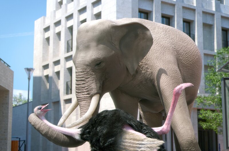 Der Elefant tanzt durch die Stadt und zieht dabei so manche Blicke auf sich … – Bild: Cube Creative Productions