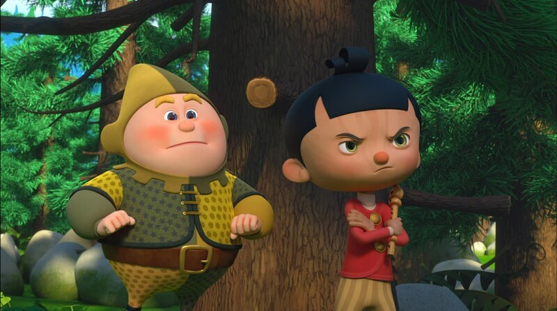Pinocchio (re.) wird von Troubadour Toby (li.) im Flöten unterrichtet. Er ist sehr streng und Pinocchio hadert mit der Flöte. – Bild: ZDF/​2021 Method Animation/​Palomar/​ZDF Enterprises