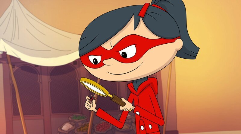 Mirette kombiniert: Mit der Minidrohne kann auch ein ganz normaler Teppich fliegen. – Bild: WDR/​Cyber Group Studios/​KD Productions Toons&Games – Televisió De Catalunya