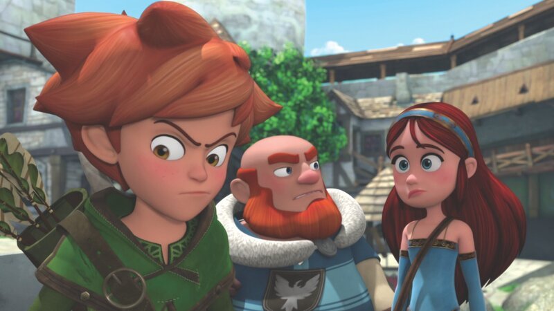 Lord Gudfred (Mi.) hat Marian (re.) den Krieg erklärt. – Bild: 2018 – Method Animation – DQ E /​ ZDF und 2018 – Method Animatio /​ Honorarfrei – nur für diese Sendung bei Nennung ZDF und 2018 – Method Animation – DQ Entertainment Intern. – ZDF, De Agostini.