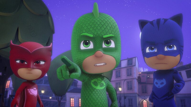 L-R: Owlette (voiced by Addison Holley), Gekko (voiced by Kyle Breitkopf), Catboy (voiced by Jacob Ewaniuk) – Bild: Disney Channel (DE)
