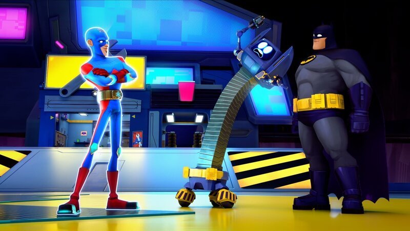 v.li.: The Atom, M.O.E., Batman – Bild: Warner Bros. Entertainment Inc. All Rights Reserved.