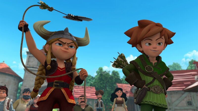 Ob Livs (li.) Kampftechnik Robin (re.) wirklich beeindrucken kann? Sie hilft den Freunden gegen die mächtige Wolfswache. – Bild: ZDF und Method Animation – ZDF, ZDF Studios, KidsMe