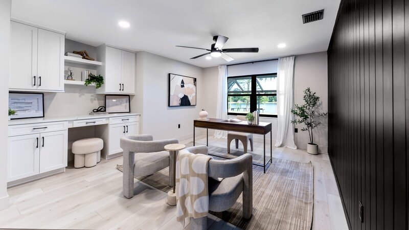 Interior office after, as seen on 100 Day Dream Home, Season 5. – Bild: Warner Bros. Discovery, Inc. or its subsidiaries and affiliates. All rights reserved.