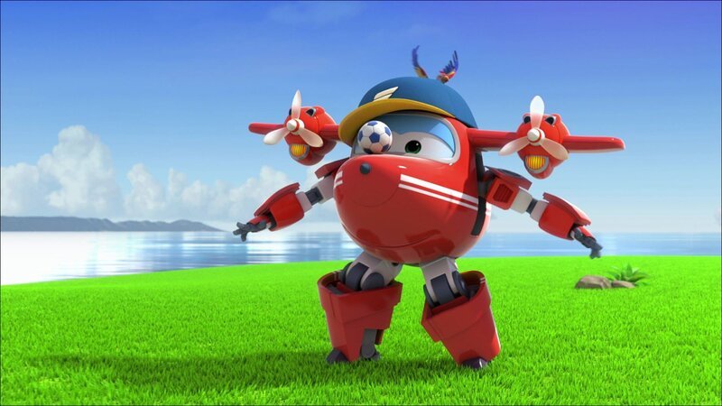 Als Yi bei seinem Rennen auf der chinesichen Mauer in Not gerät, sind die Super Wings mit Flip direkt zur Stelle. – Bild: SUPER RTL