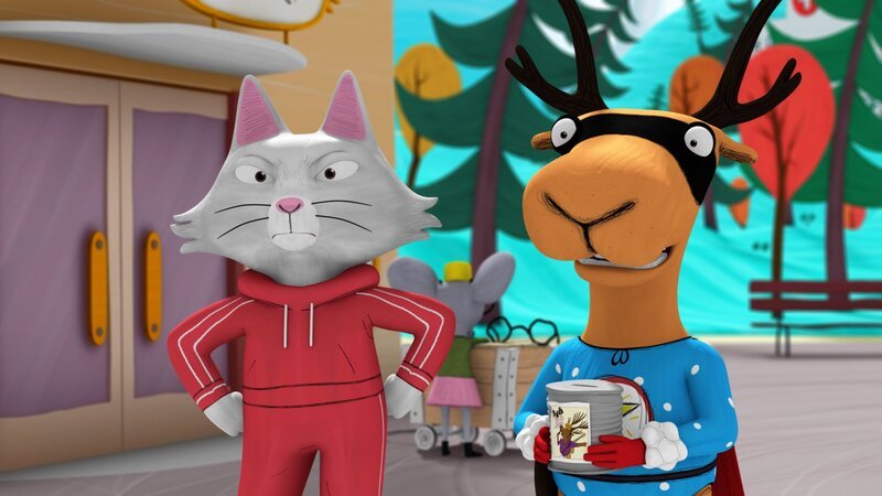 Katja und Super-Edgar sind sauer, dass Gerlinde bei der Spendenaktion nicht mitmacht. – Bild: NDR/​Autour de Minuit Productions/​France Télédvisions/​Borderline Films