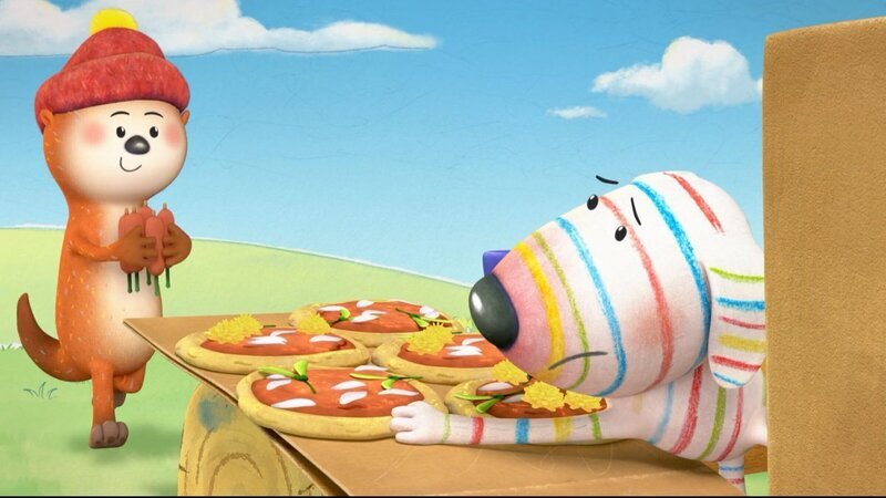 Als Pizzabäcker ist Dylan (r.) ganz schön im Stress, weil eine große Bestellung eingetrudelt ist. Sein Freund Ozzy (l.) hilft ihm dabei, die Zutaten zu besorgen. Die beiden arbeiten konzentriert zusammen, um alles rechtzeitig fertig zu bekommen. – Bild: ZDF