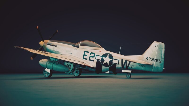3D-Digitalrendering eines amerikanischen Mustang-Kampfflugzeugs – Bild: History