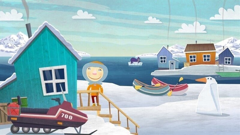 In diesem Lied der Inuit lernen wir mit zwei Kindern und den typischen Bewohnern dieser Winterwelt – den Schneehasen, den Robben und den Eismeer Krabbben – die glitzernde Eiswelt kennen. – Bild: Kinderkanal