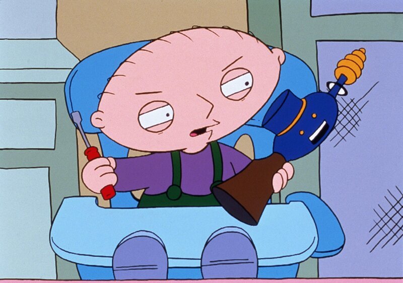 (5. Staffel) – Mit seinen Eltern brabbelt Stewie in Babysprache, aber die Zuschauer verstehen ihn als das Mutter hassende Mastermind, das er ist … – Bild: Twentieth Century Fox Film Corporation