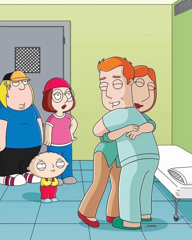 (v.l.n.r.) Chris Griffin; Stewie Griffin; Meg Griffin; Lois Griffin; Patrick Pewterschmidt – Bild: ProSieben MAXX