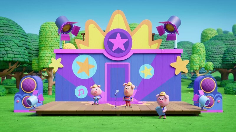 Die Werkel-Ferkel haben für die Sängerin Cherry eine tolle Bühne gebaut – Bild: ZDF/​XILAM ANIMATION/​CUBE CREATIVE PRODUCTIONS/​HORTA PRODUCTIONS