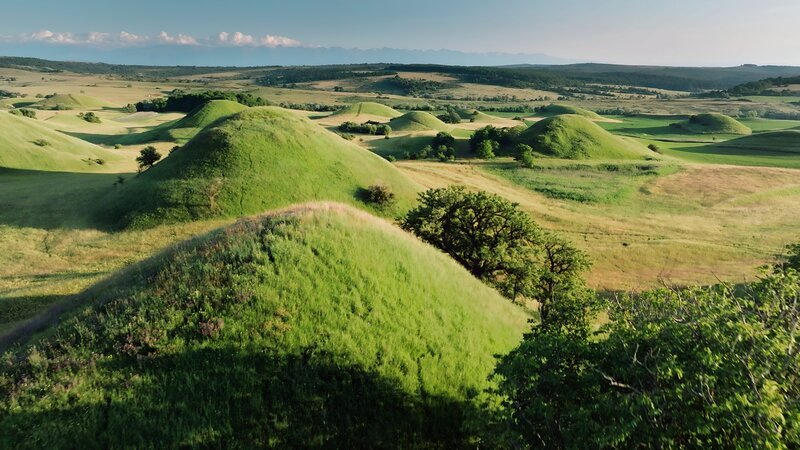 Geologische Formation, sogenannte Rutschungshügel, bei Hundertbücheln. – Bild: Tobias Mennle /​ BR; Tobias Mennle Filmproduktion /​ BR /​ Tobias Mennle Filmproduktion /​ Tobias Mennle