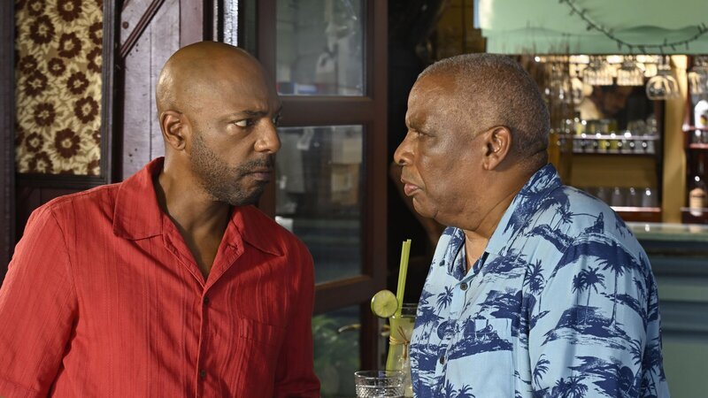 Detective Mervin Wilson (Don Gilet, l.) ermittelt weiter im Fall seiner verstorbenen Mutter. Commissioner Selwyn Patterson (Don Warrington, r.) spricht mit ihm. – Bild: ZDF