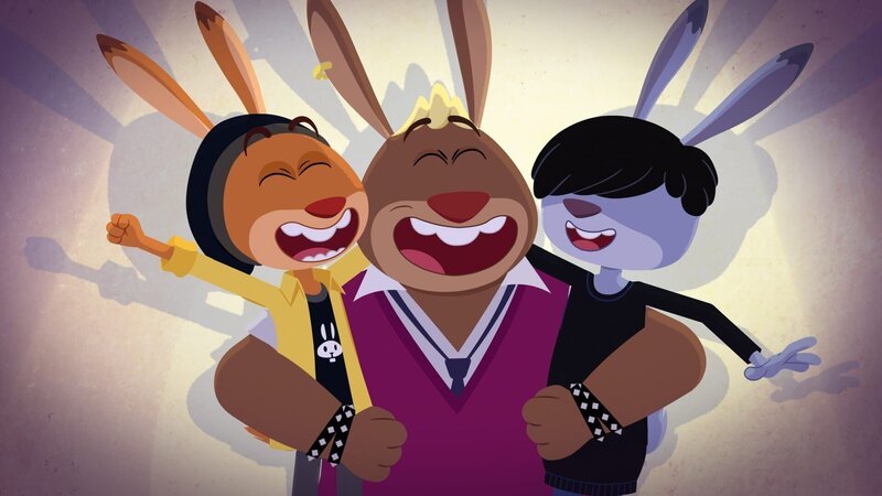 Hurra! Max, Chester und Kela sind an der Rabbit Academy aufgenommen. – Bild: SWR/​Akkord Film/​2 Minutes