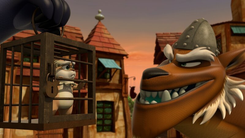 Die Drachensoldaten (re.) haben Derke (li.) gefangen genommen. – Bild: ZDF/​Method Animation 2021/​ZDF Studios/​KidsMe
