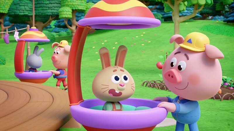 Die Werkel-Ferkel verstehen sogar ihr Handwerk als Bunnysitter. – Bild: ZDF/​XILAM ANIMATION/​CUBE CREATIVE PRODUCTIONS/​HORTA PRODUCTIONS