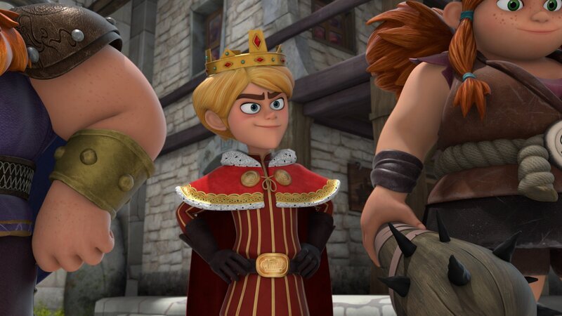 Die Wikinger glauben, dass aus Prinz John (M.) Thor selbst spricht und verehren ihn als König. – Bild: ZDF und Method Animation – ZDF, ZDF Studios, KidsMe.
