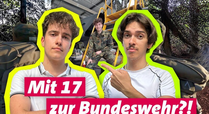 Host Valentin (r.) und Nick zum Thema „Mit 17 für zwei Jahre verpflichtet“. – Bild: WDR/​We are Era