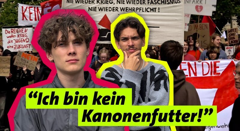 Host Valentin (l.) und Protagonist Lenni heute zum Thema „Bundeswehr (2) – Wehrdienst? Nein danke!“ – Bild: WDR/​We are Era