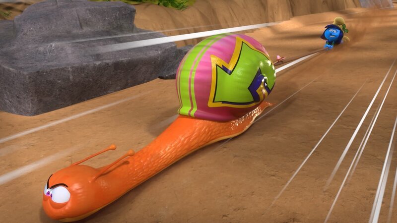 Sturm hat eine Schnecke gefangen – oder hat die Schnecke Sturm gefangen? – Bild: KiKA/​Peyo Productions; Dupuis Édition & Audiovisuell